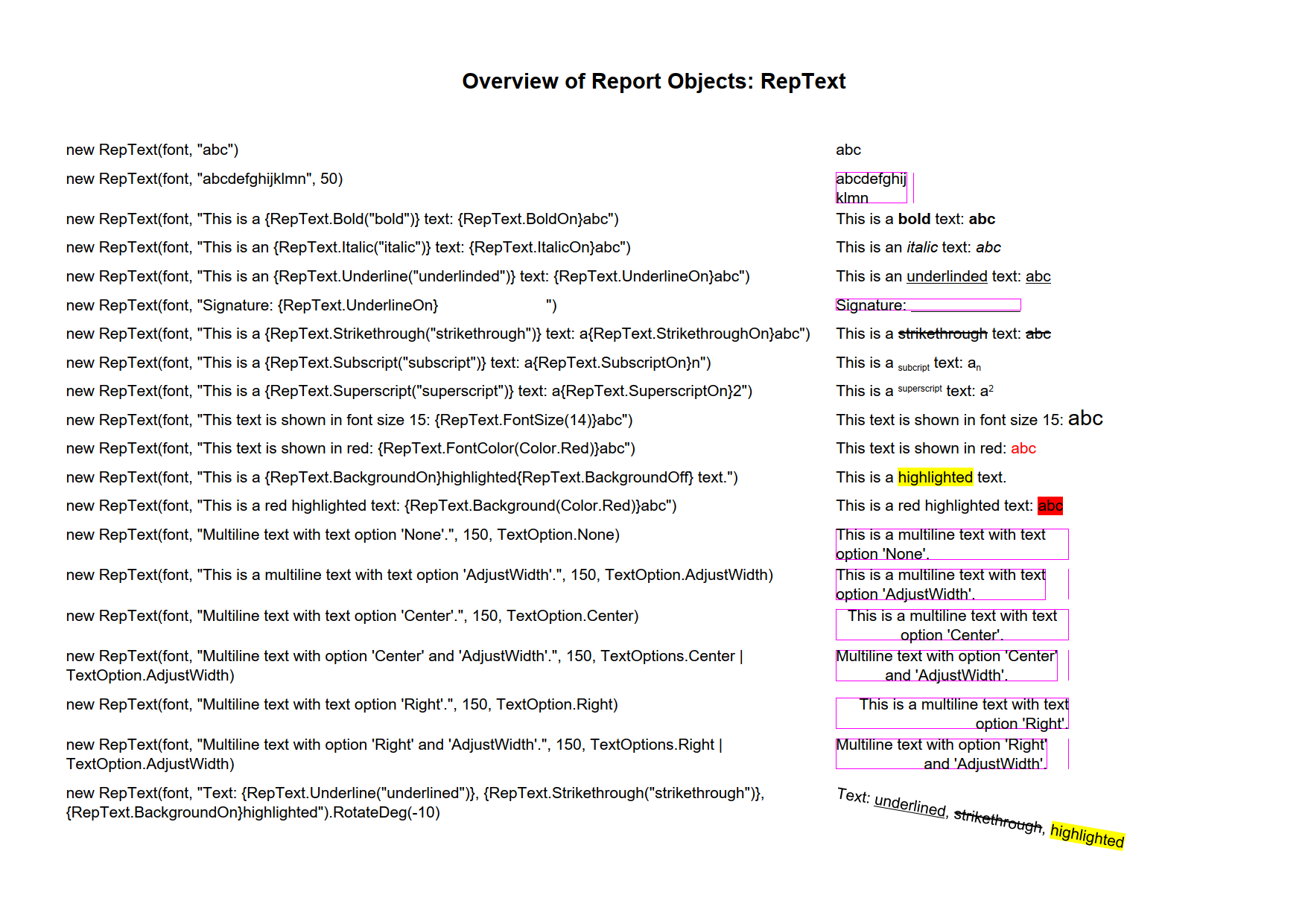 Result of RepObjectOverview, page 2
