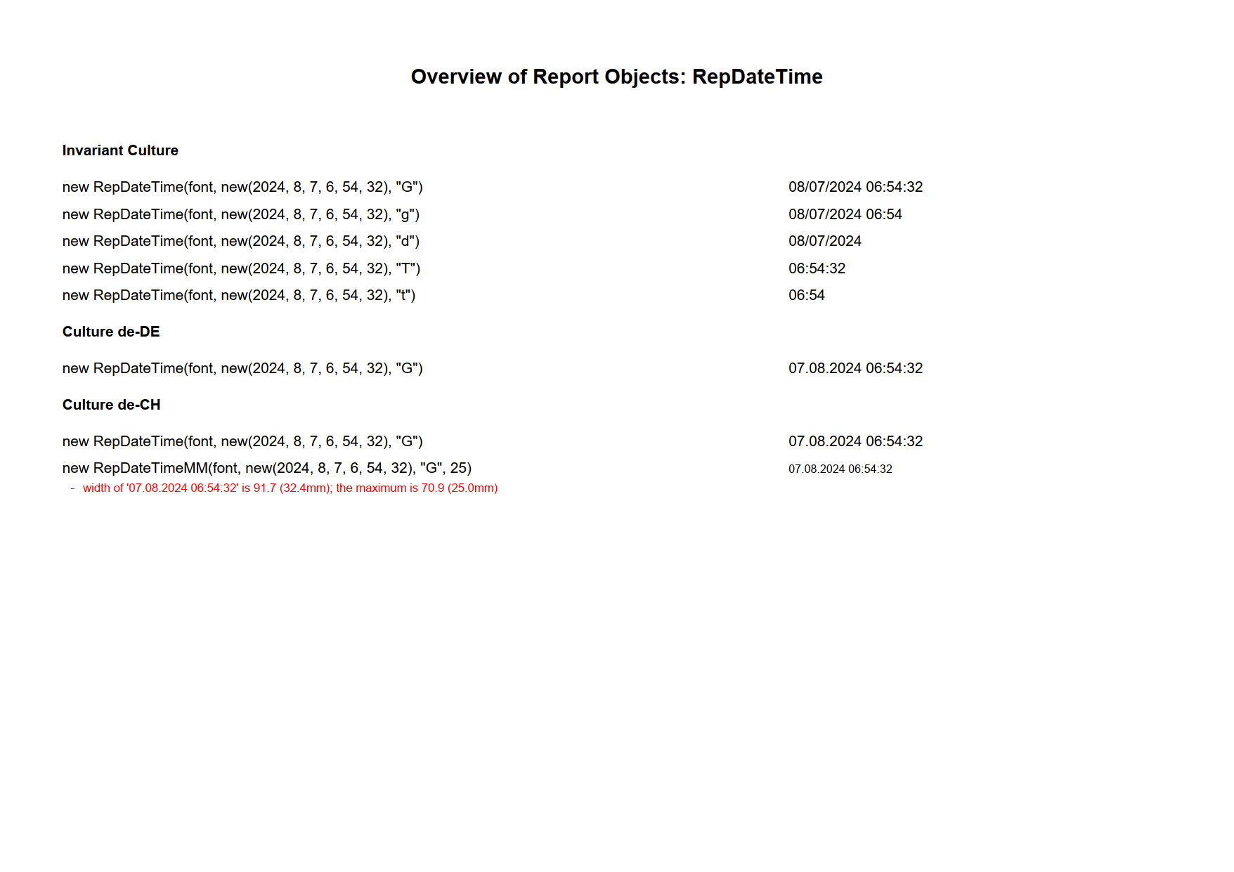 Result of RepObjectOverview, page 3